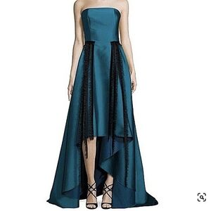 Sachin & Babi Noir Topaz Turquoise Aria High-Low Evening Ball Gown Size 0